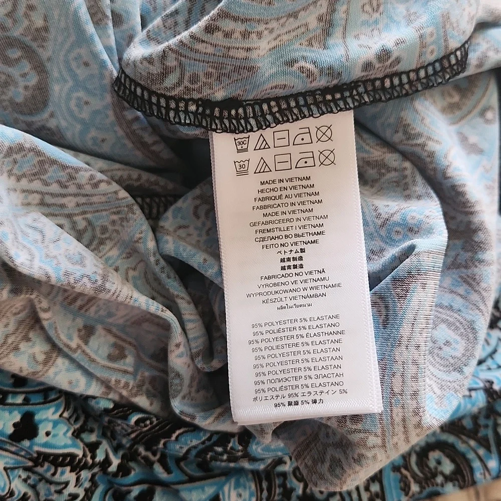 NWT Michael Kors Long Sleeve Blue Paisley Shift Dress Medium - Picture 8 of 8